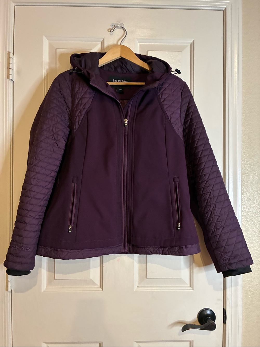 Skechers Women's Hooded Quilted Puffer Jacket - Plum